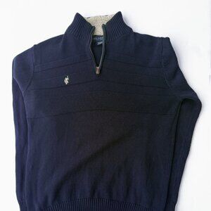U.S. Polo Association Sweater Quarter Zip Cable Knit Men's Large 100% Cotton